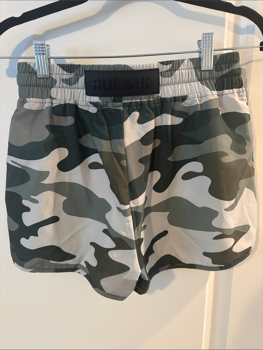 RUDSAK Camouflage Athletic Shorts in Green and White
